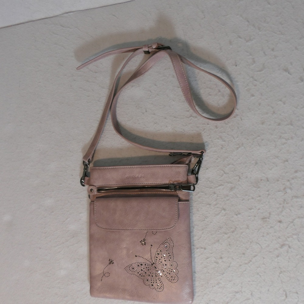 Kiteulin Womens Crossbody Bag Wallet Set OS Pink Butterfly Whimsical Bohemian